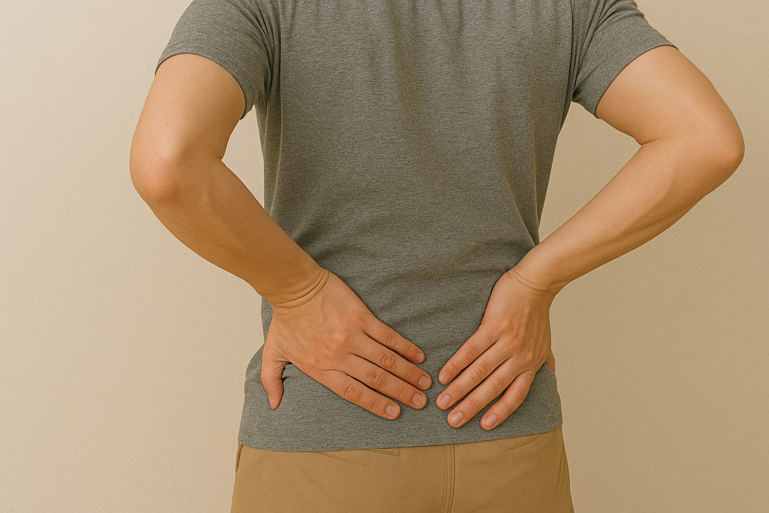 腰痛を気にしている様子