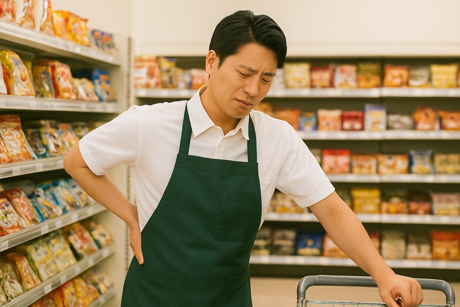 立ち仕事による腰痛の様子